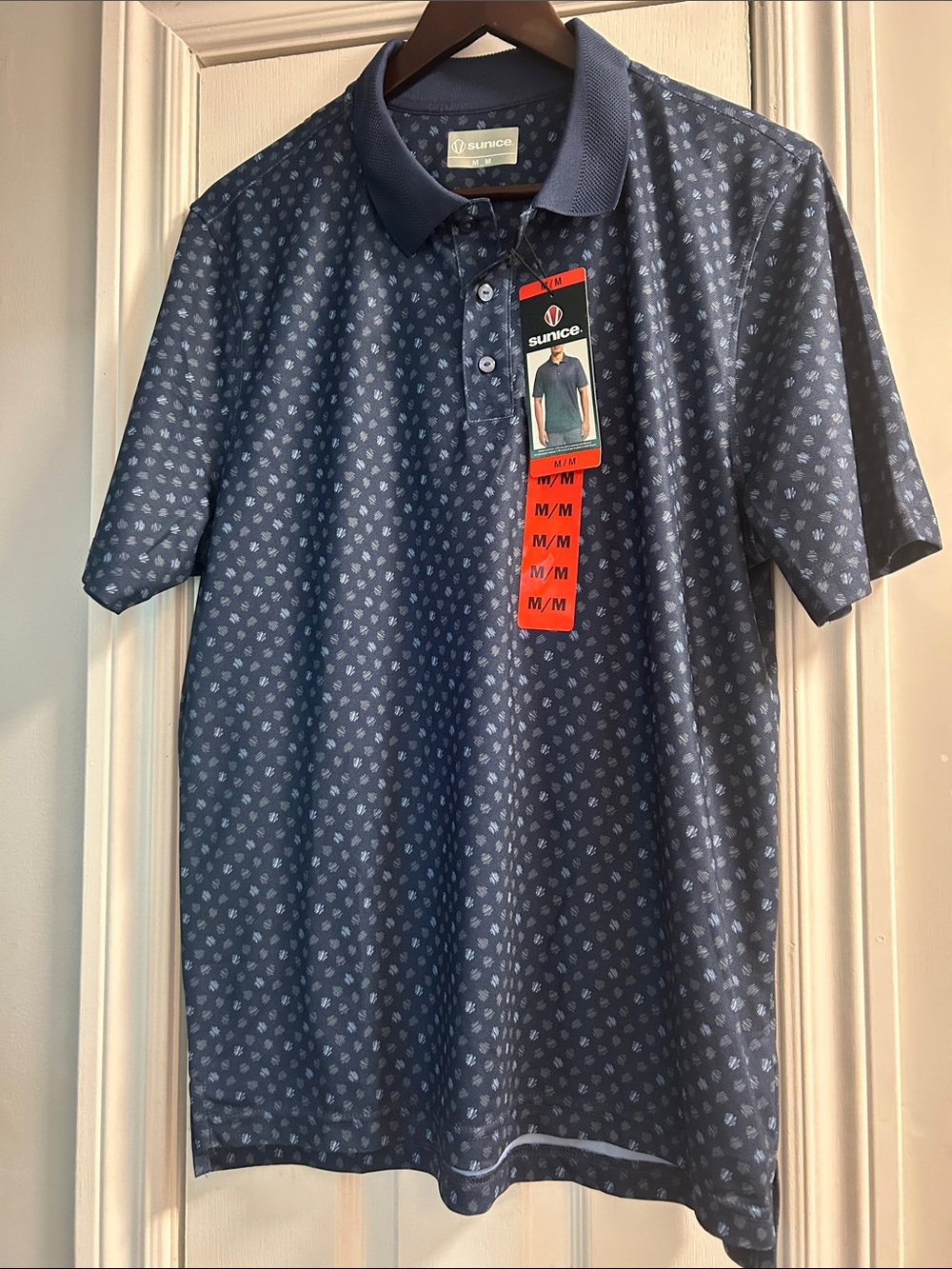 Sunice Blue Micro-Print Men’s Polo